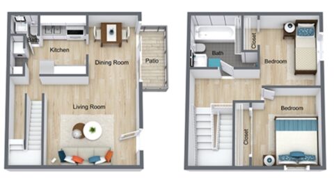 2 Bed / 1½ Bath / 1,150 sq ft / Availability: Please Call / Deposit: $600+ / Rent: $1,372